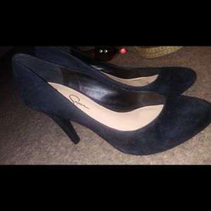 Navy suede heels